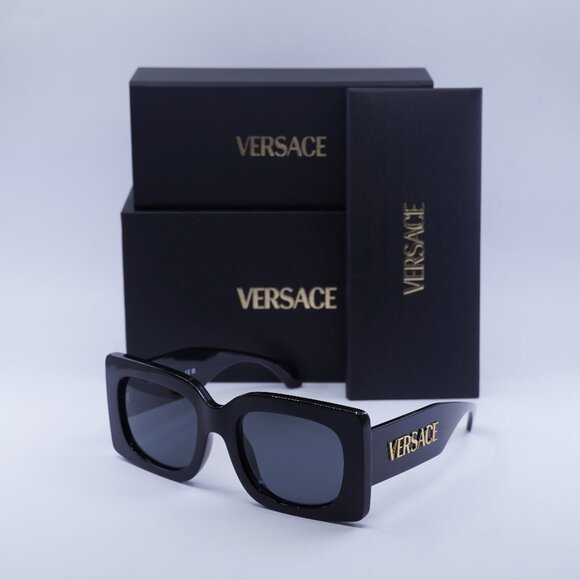 Versace VE4496U GB1/87 Square Sunglasses – Black/Dark Grey